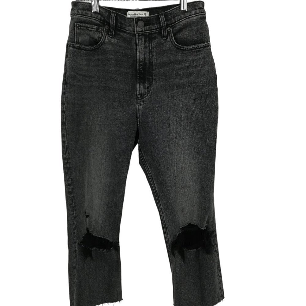 Abercrombie & Fitch The Ankle Straight Ultra High Rise Size 26 2R Distressed Raw